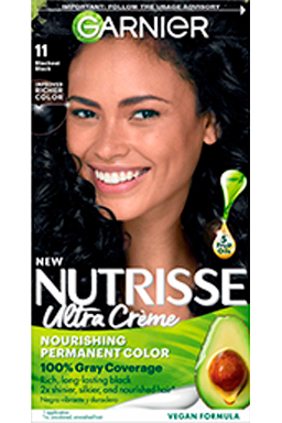 Blackest Black Hair Color Nourishing Permanent Color Grey Coverage - Garnier